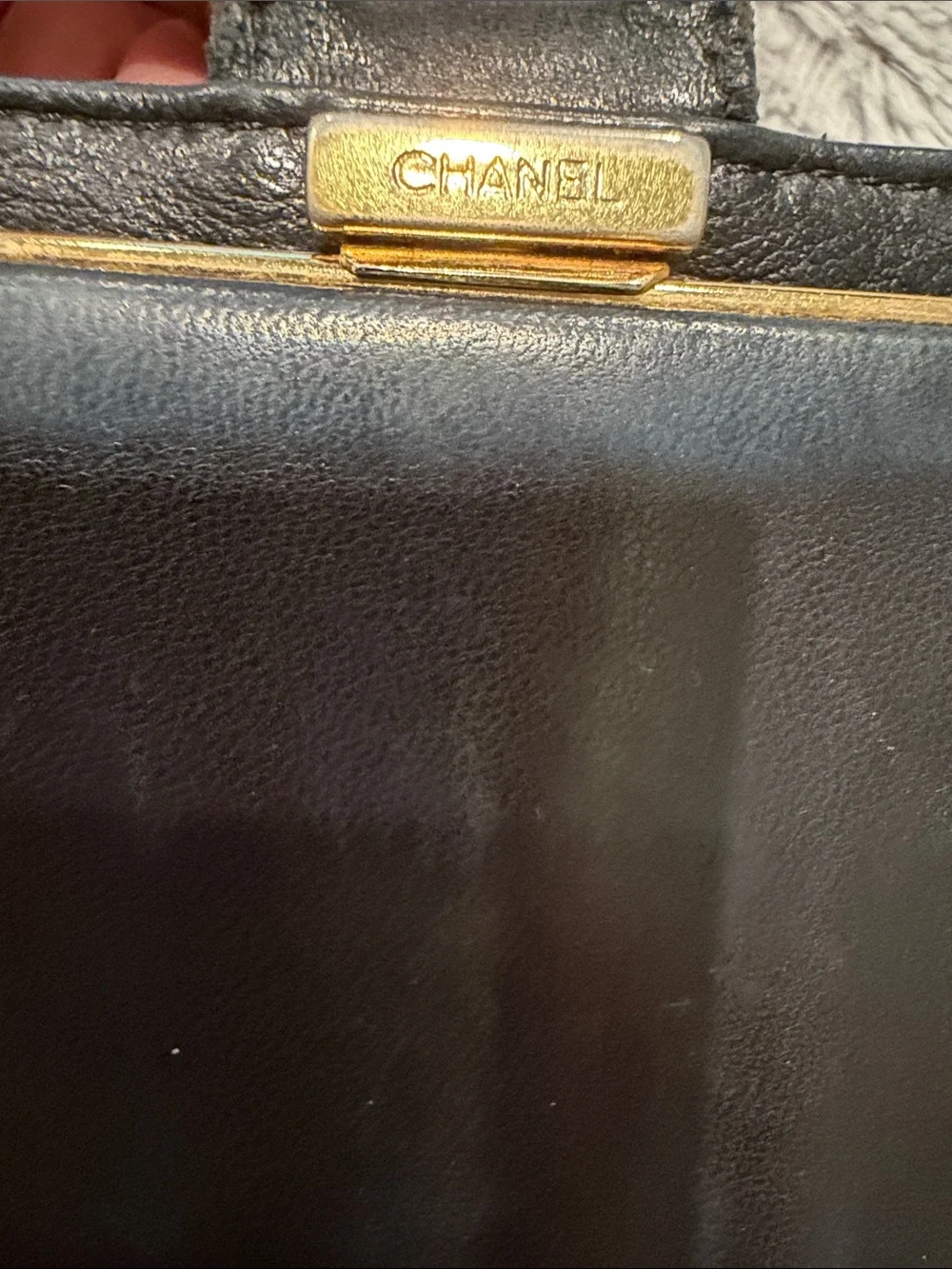 CHANEL Black Caviar Leather Wallet with Embossed CC
